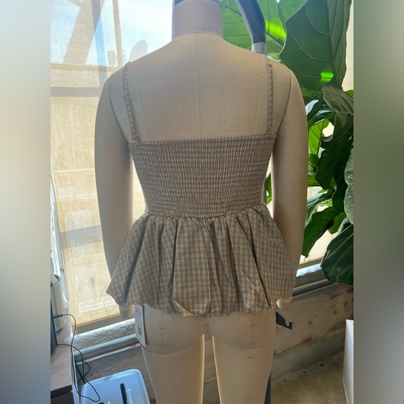 Cider Green Checkered Peplum Blouse - Picture 5 of 6